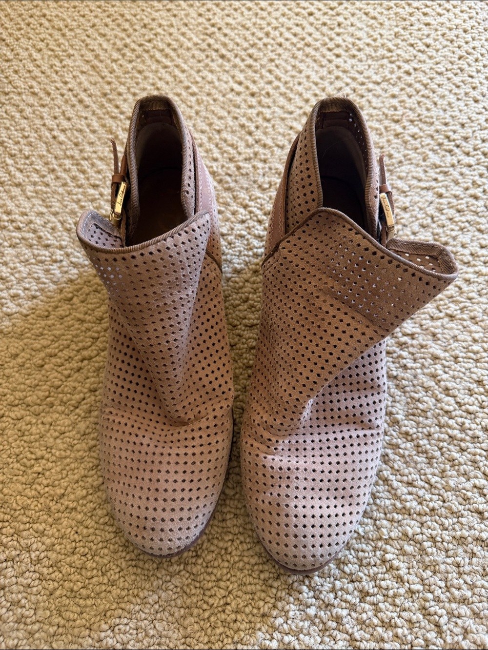 Sam Edelman Perforated Suede Ankle Booties in Mauve